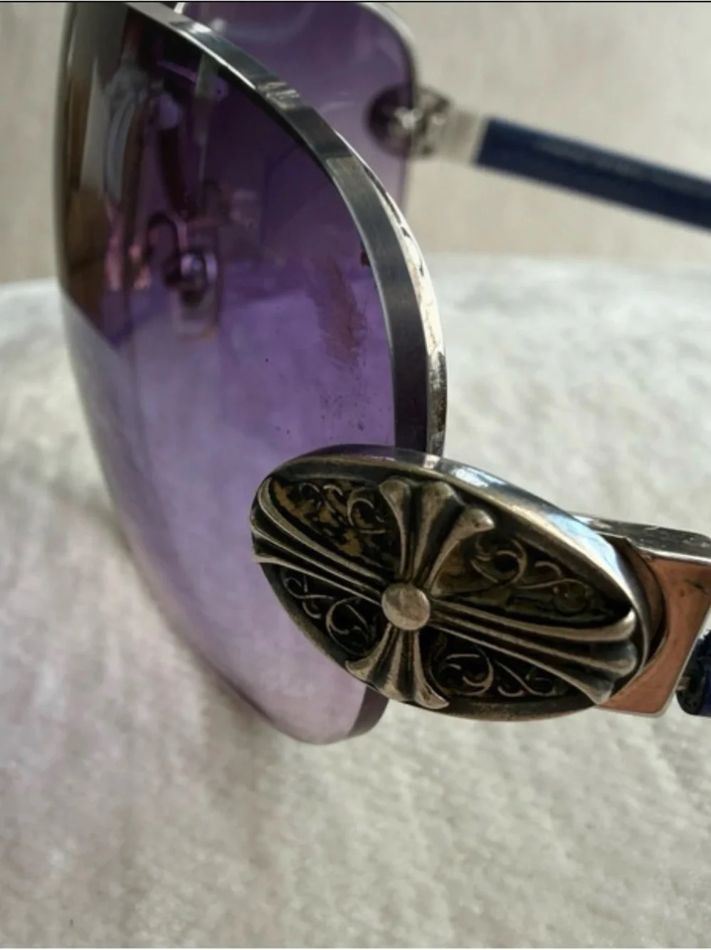 Chrome Hearts Purple Gradient Rimless Sunglasses with Silver Accents